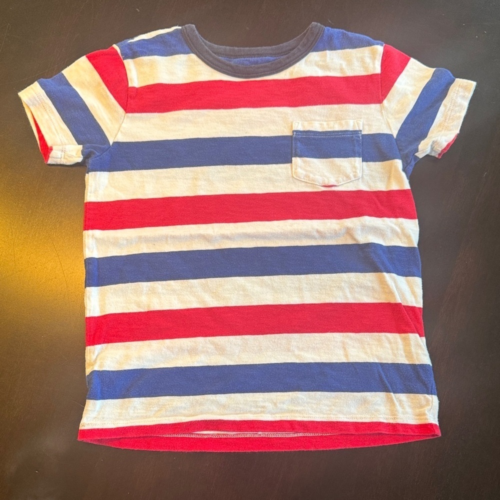 Crewcuts Striped Tee with Pocket - Red, Blue, White